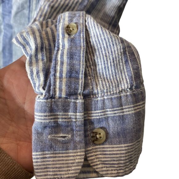 Marine layer men’s marge striped blouse cotton blue/white - Picture 3 of 5